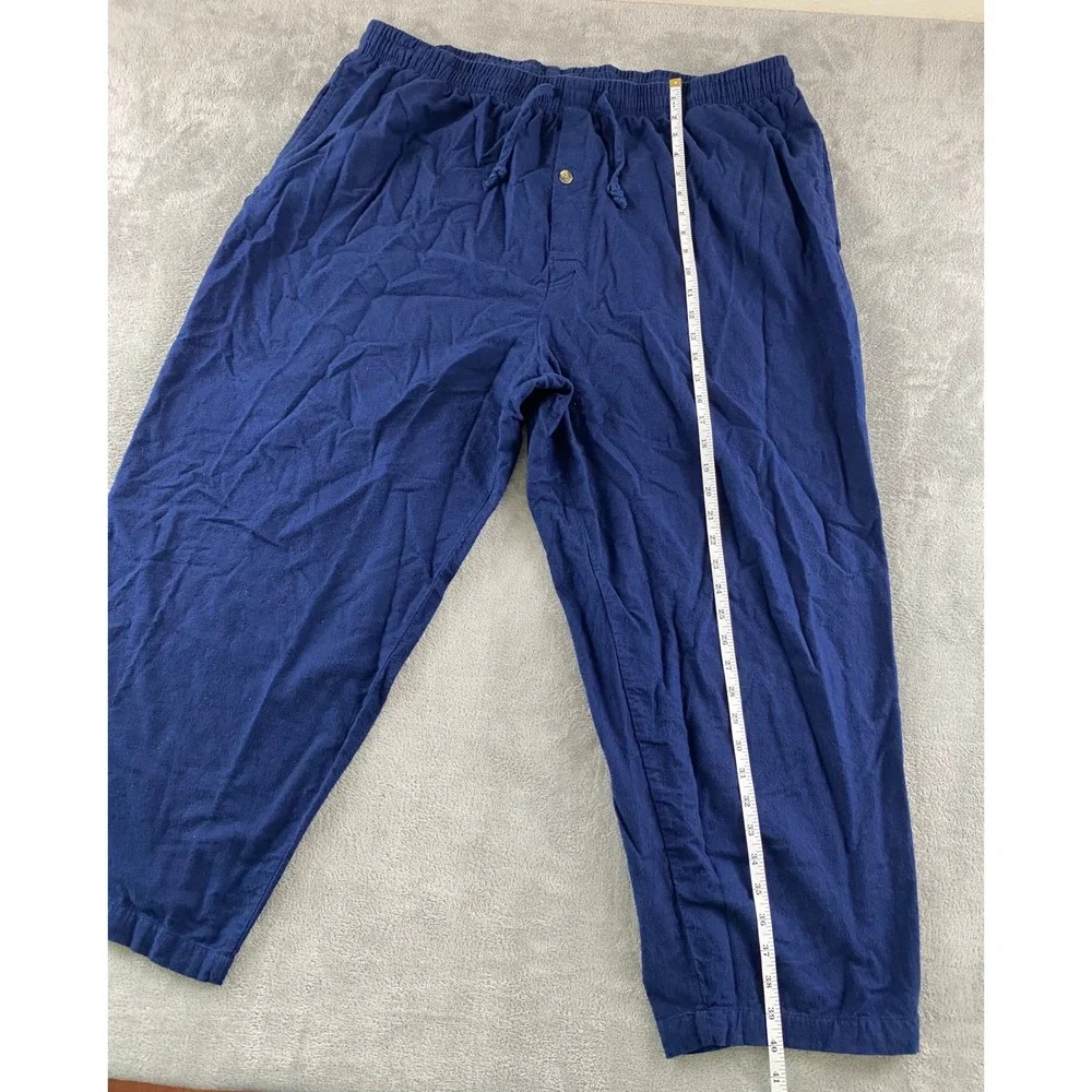 KingSize Mens 3XL Big Navy Blue Cotton Lounge Pajama Pants Elastic Drawstring